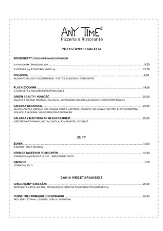 Any Time Pizzeria Neapolitańska / Restauracja Włoska Kraków