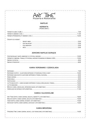 Any Time Pizzeria Neapolitańska / Restauracja Włoska Kraków