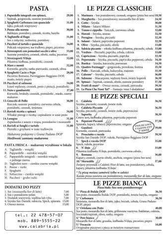 Trattoria Pizza Calabria Warszawa
