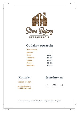 Stare Bojary Restauracja Białystok