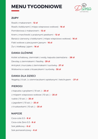 Menu tygodniowe Piaseczno