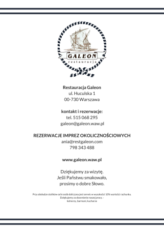 Restauracja Galeon Warszawa